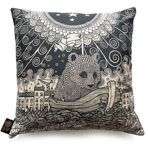Bear in a Boat Linen Cushion